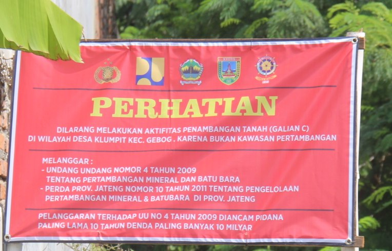 Dipasang Papan Nama Larangan Galian C Desa Klumpit Dupa News