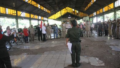 Upacara 17 agustus 2021 di dalam bekas Stasiun KA Wergu Kudus Foto Sup