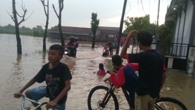 Suasana banjir di Desa Jojo Mejobo Kudus Kamis pagi